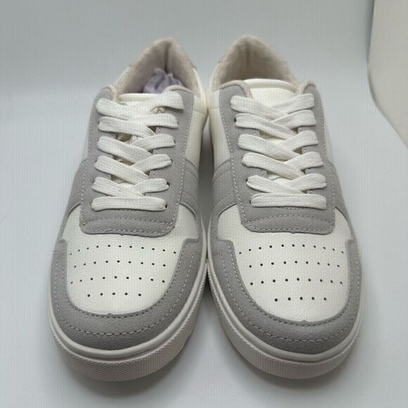 CUSHIONAIRE Women's lace up Sneaker +Comfort Foam 7.5 WIDE WHITE/GRAY - Picture 2 of 7